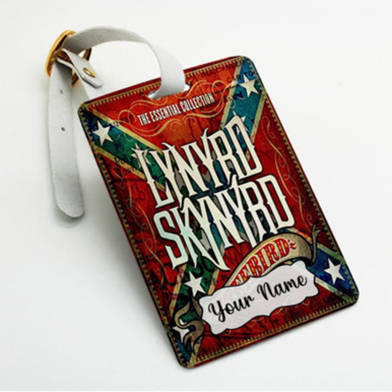 Pastele Lynyrd Skynyrd Freebird Custom Luggage Tags Personalized Name PU Leather Luggage Tag With Strap Awesome Baggage Hanging Suitcase Bag Tags Name ID Labels Travel Bag Accessories
