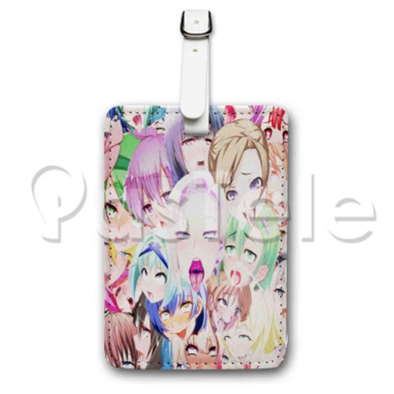 Ahegao Custom Luggage Tags PU Leather Travel Baggage Name ID Labels Tag