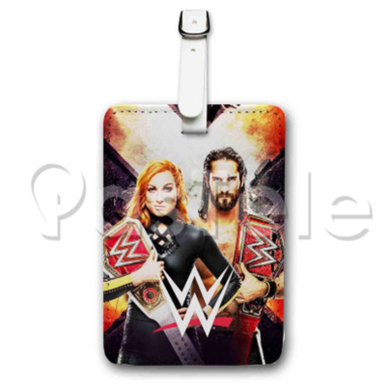 Becky Lynch Seth Rollins WWE Custom Luggage Tags PU Leather Travel Baggage Name ID Labels Tag