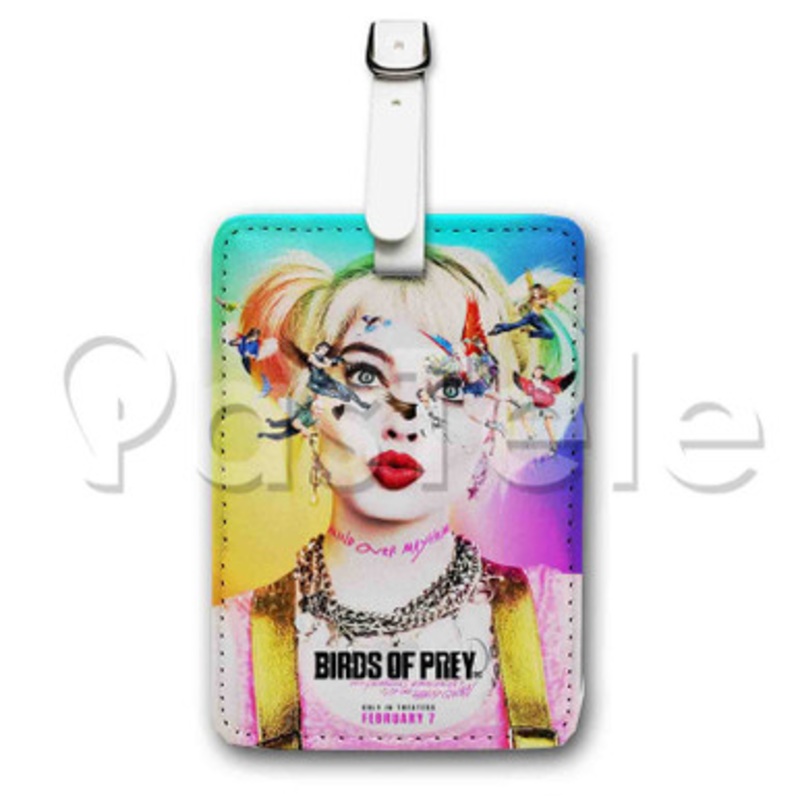 birds of prey poster harley queen Custom Luggage Tags PU Leather Travel Baggage Name ID Labels Tag