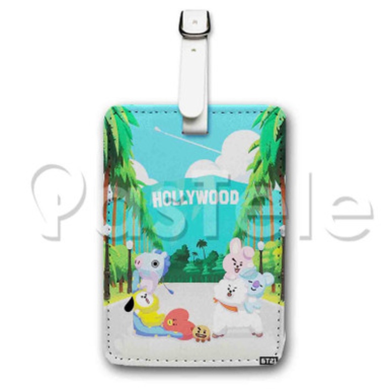 BT21 Hollywood Custom Luggage Tags PU Leather Travel Baggage Name ID Labels Tag