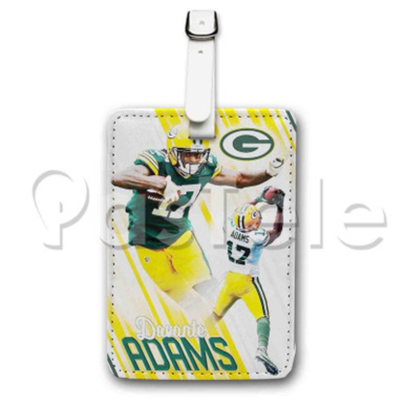 Davante Adams NFL Green Bay Packers Custom Luggage Tags PU Leather Travel Baggage Name ID Labels Tag