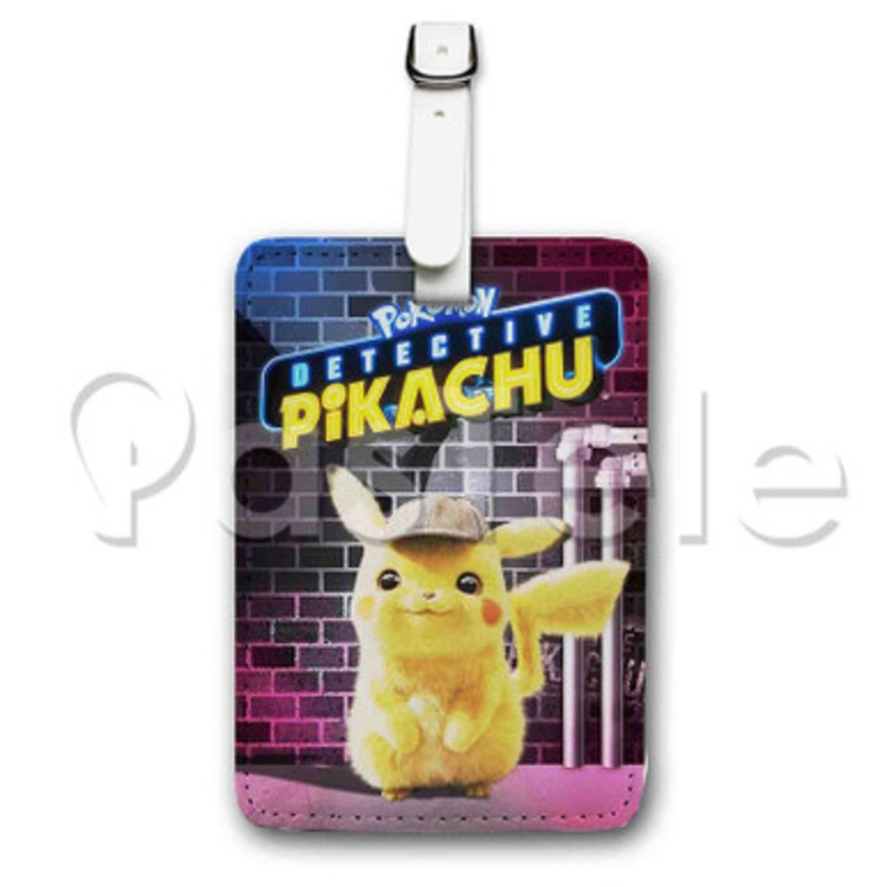 Detective Pikachu Custom Luggage Tags PU Leather Travel Baggage Name ID Labels Tag