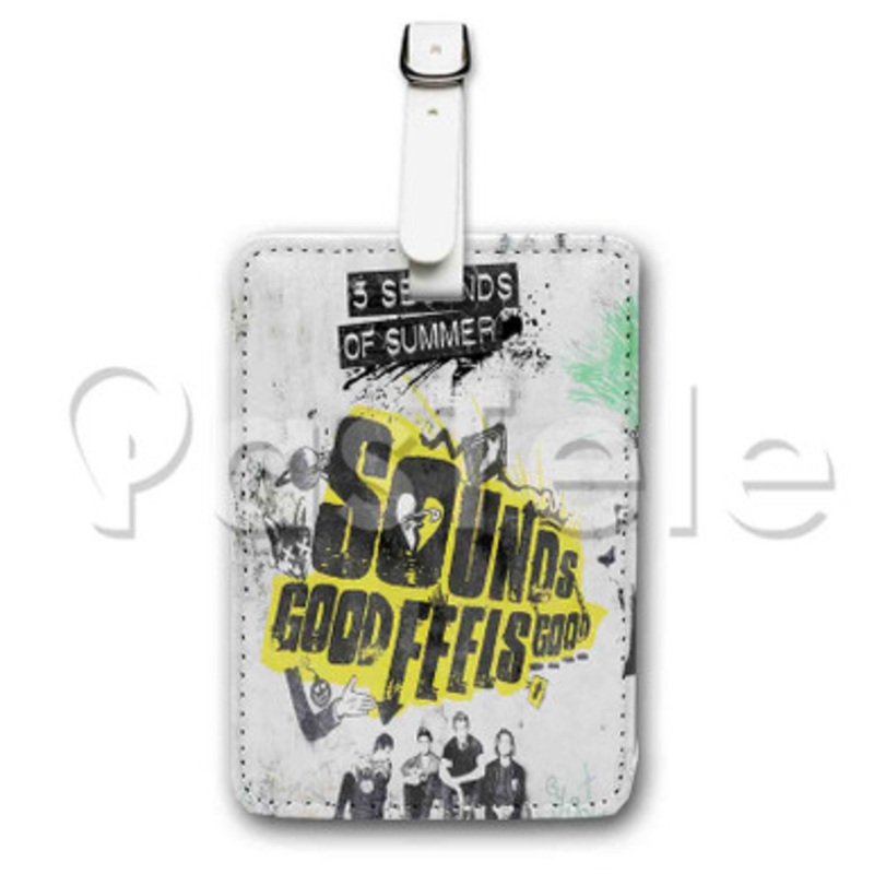 5 Seconds Of Summer Sounds Good Feels Good Custom Luggage Tags PU Leather Travel Baggage Name ID Labels Tag