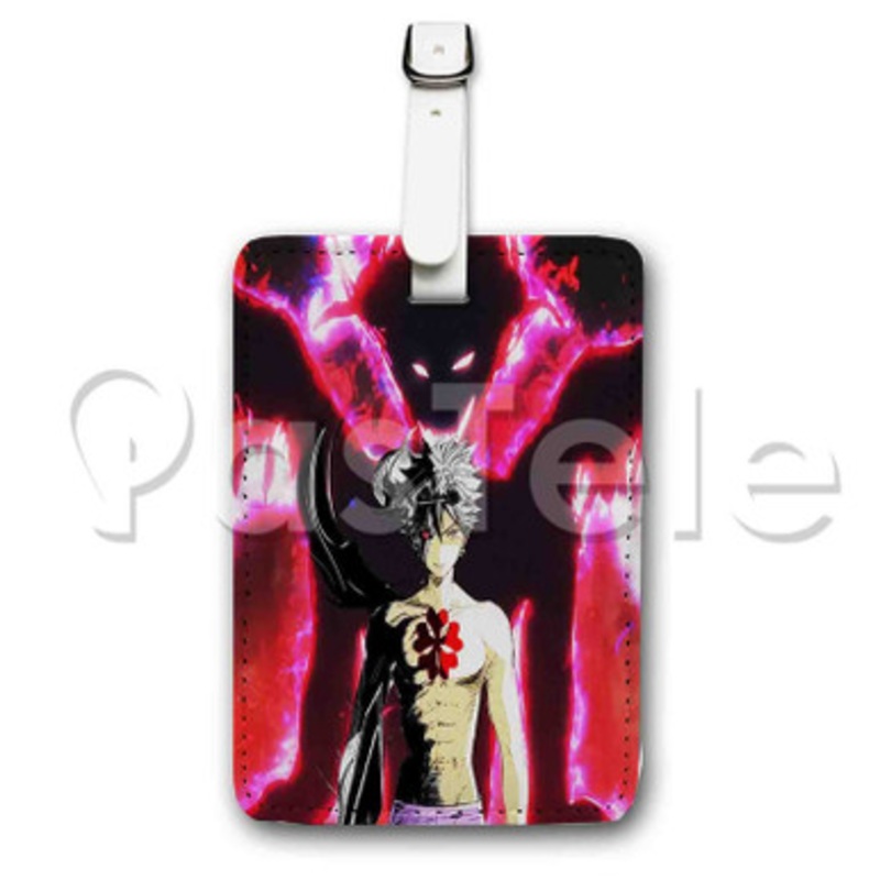 Black Clover Custom Luggage Tags PU Leather Travel Baggage Name ID Labels Tag