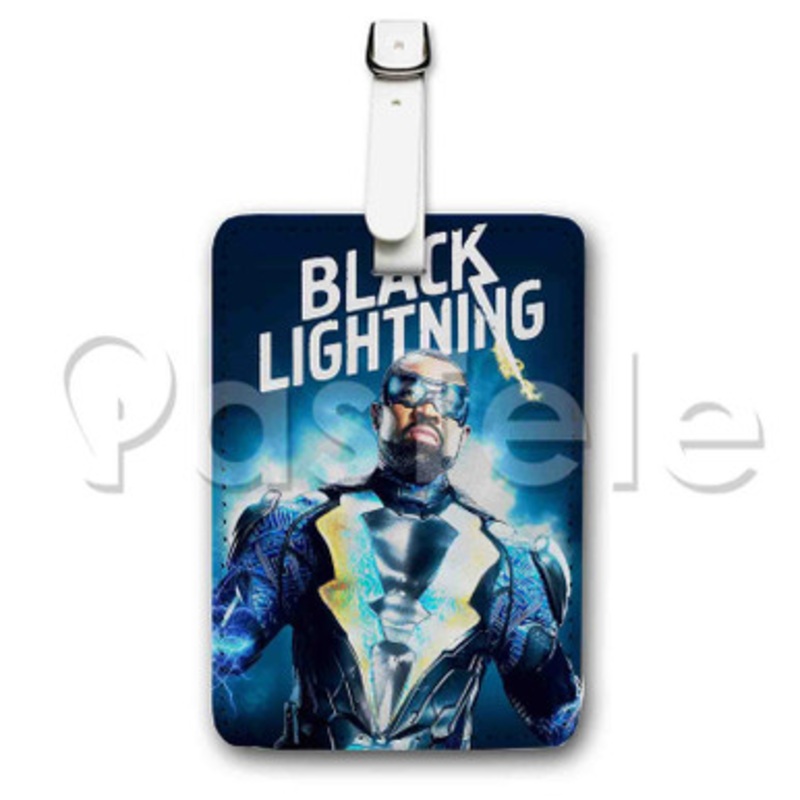 Black Lightning Custom Luggage Tags PU Leather Travel Baggage Name ID Labels Tag
