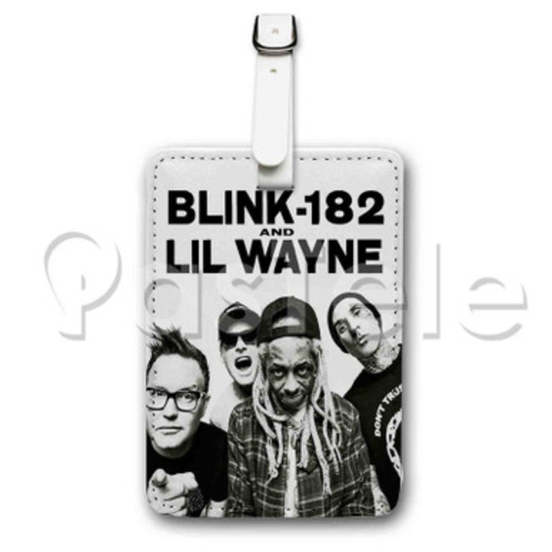 Blink 182 and Lil Wayne Custom Luggage Tags PU Leather Travel Baggage Name ID Labels Tag