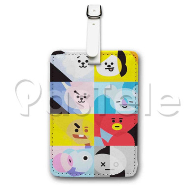 BT21 Characters Custom Luggage Tags PU Leather Travel Baggage Name ID Labels Tag