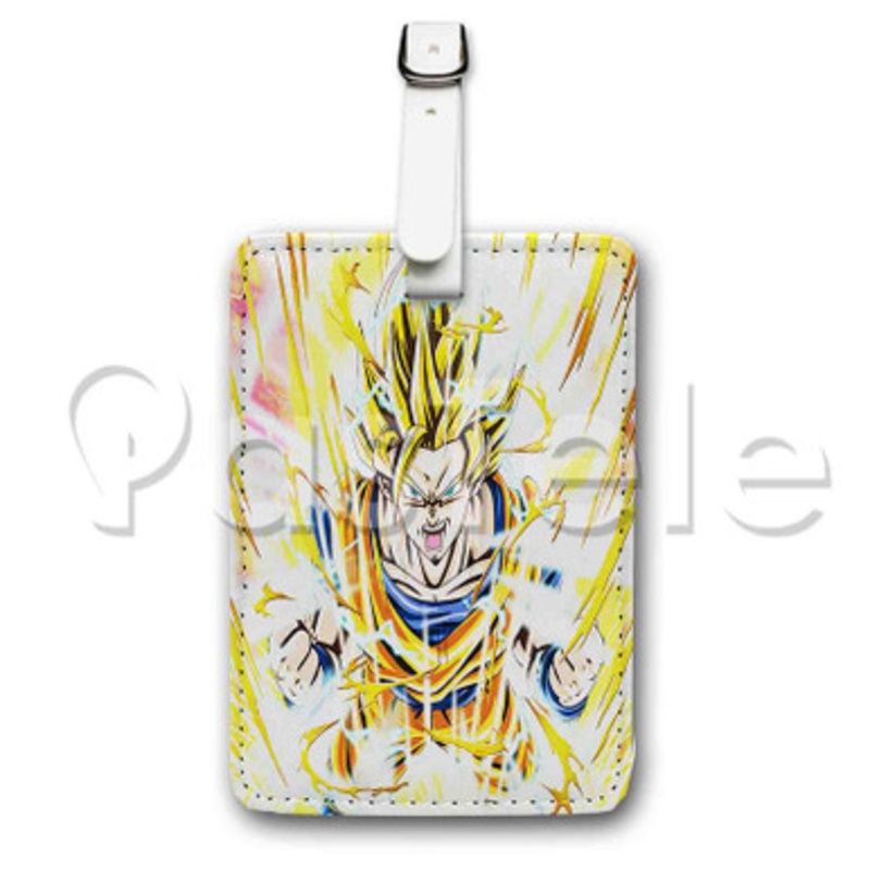 goku ssj 2 Custom Luggage Tags PU Leather Travel Baggage Name ID Labels Tag