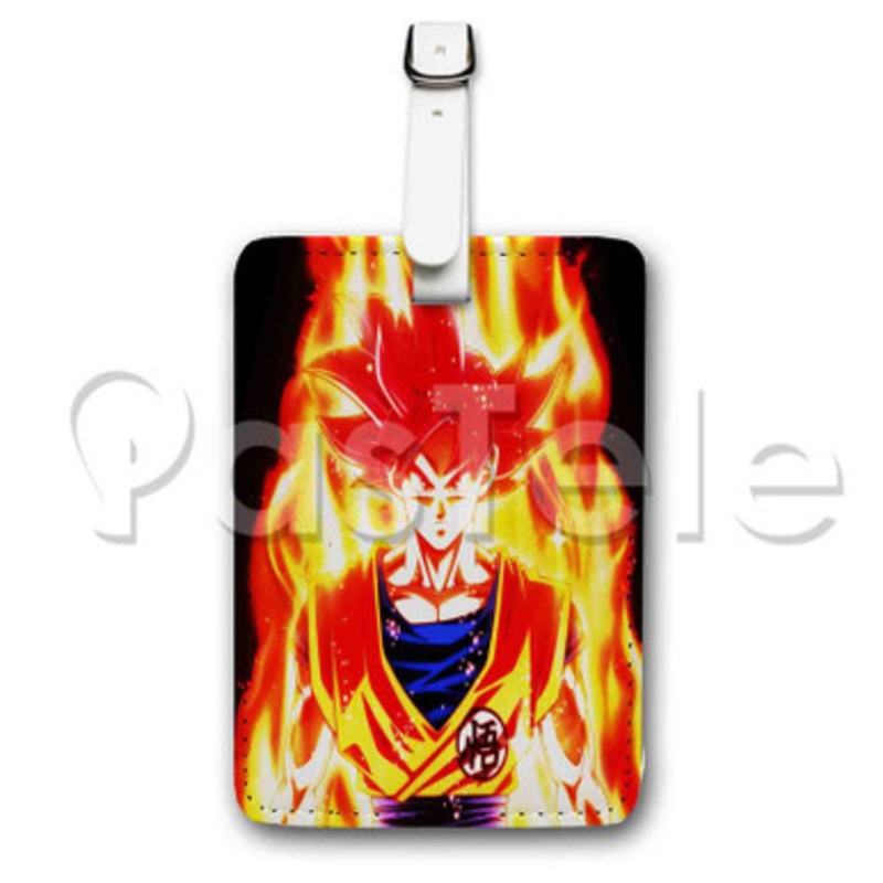 goku super saiyan god Custom Luggage Tags PU Leather Travel Baggage Name ID Labels Tag