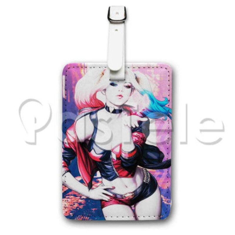 Harley Quinn Kiss Custom Luggage Tags PU Leather Travel Baggage Name ID Labels Tag
