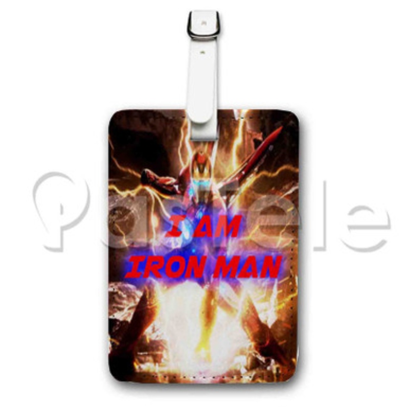 I am Iron Man Custom Luggage Tags PU Leather Travel Baggage Name ID Labels Tag