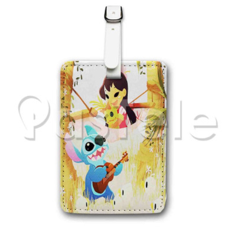 Cute Lilo and Stitch Custom Luggage Tags PU Leather Travel Baggage Name ID Labels Tag