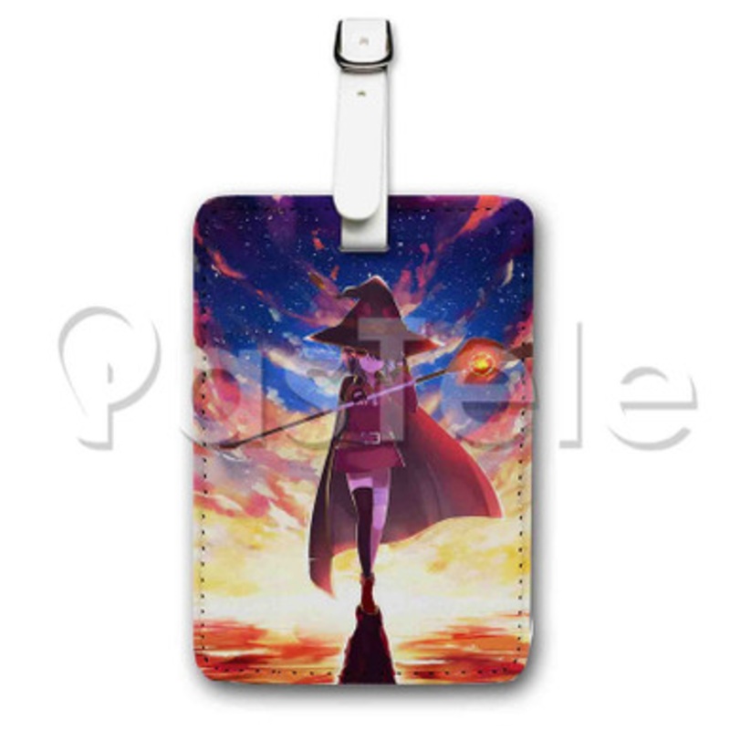 Megumin Konosuba Custom Luggage Tags PU Leather Travel Baggage Name ID Labels Tag