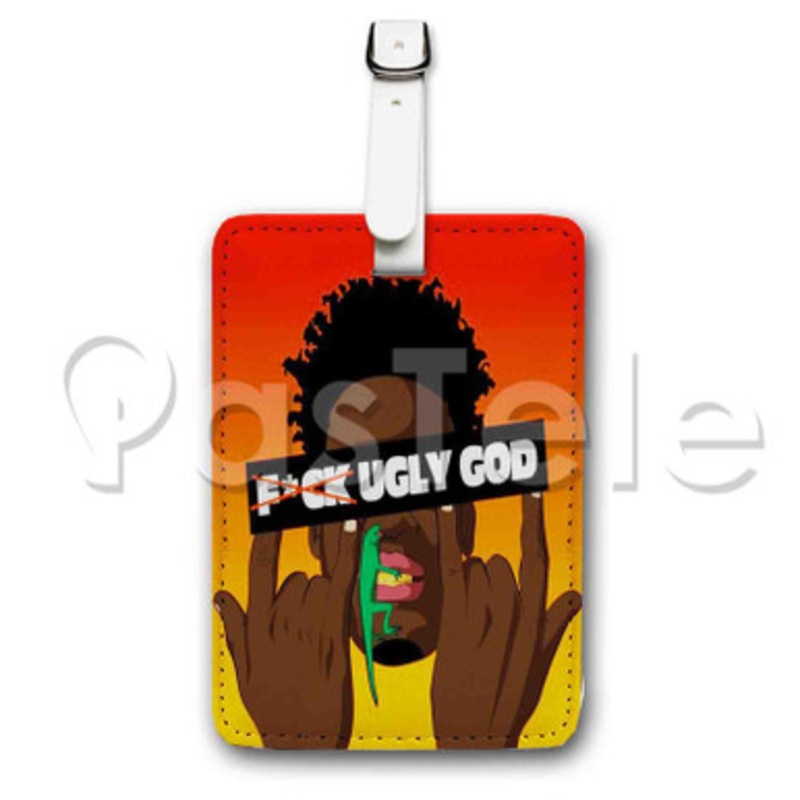 Ugly God Finger Custom Luggage Tags PU Leather Travel Baggage Name ID Labels Tag