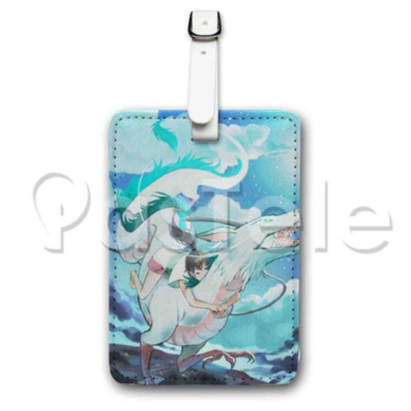 Haku and Chihiro Spirited Away Custom Luggage Tags PU Leather Travel Baggage Name ID Labels