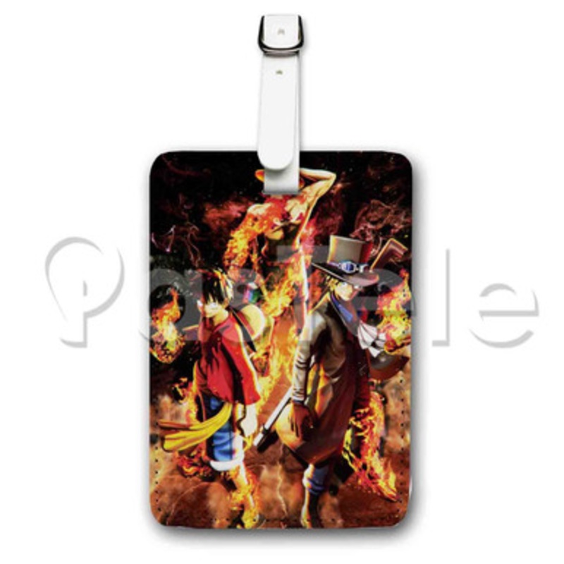 One Piece Burning Blood Custom Luggage Tags PU Leather Travel Baggage Name ID Labels