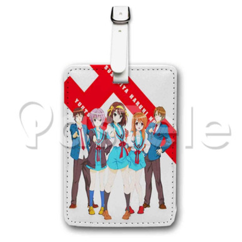 The Melancholy of Haruhi Suzumiya Custom Luggage Tags PU Leather Travel Baggage Name ID Labels