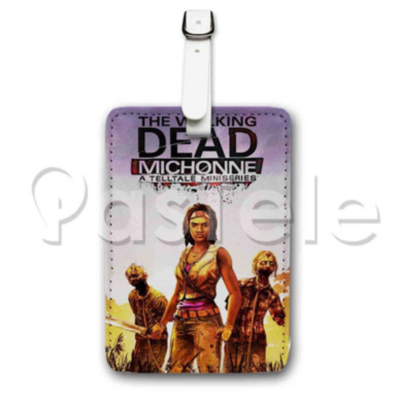 The Walking Dead Michonne Custom Luggage Tags PU Leather Travel Baggage Name ID Labels