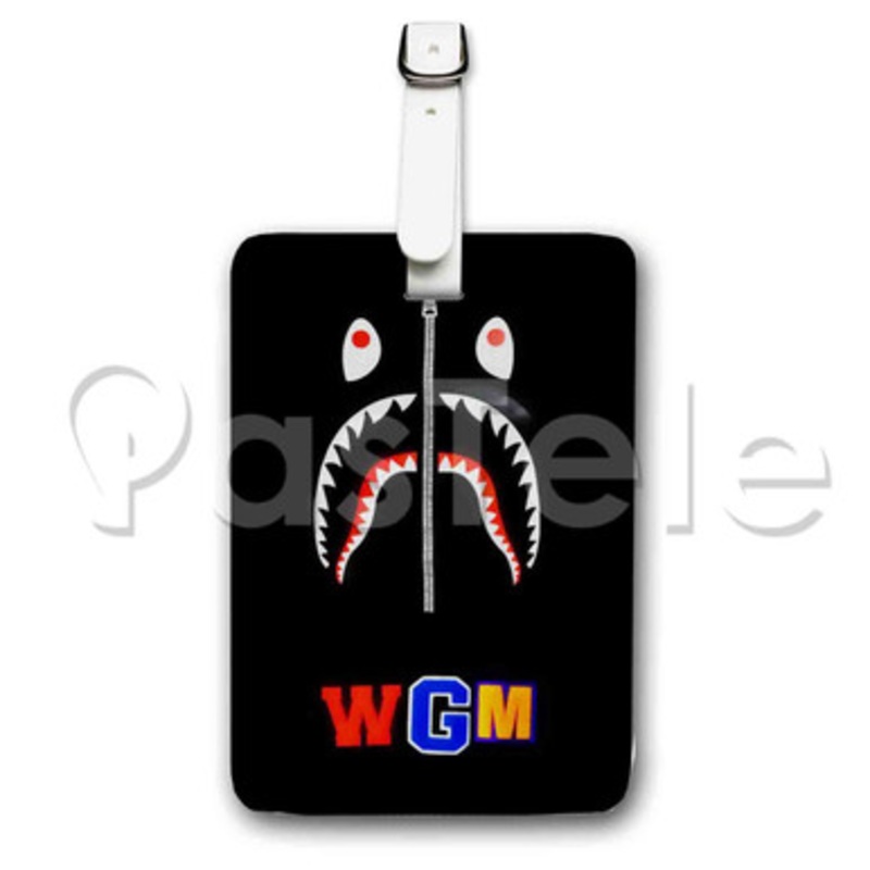 Black Bape Camo Shark WGM Custom Luggage Tags PU Leather Travel Baggage Name ID Labels