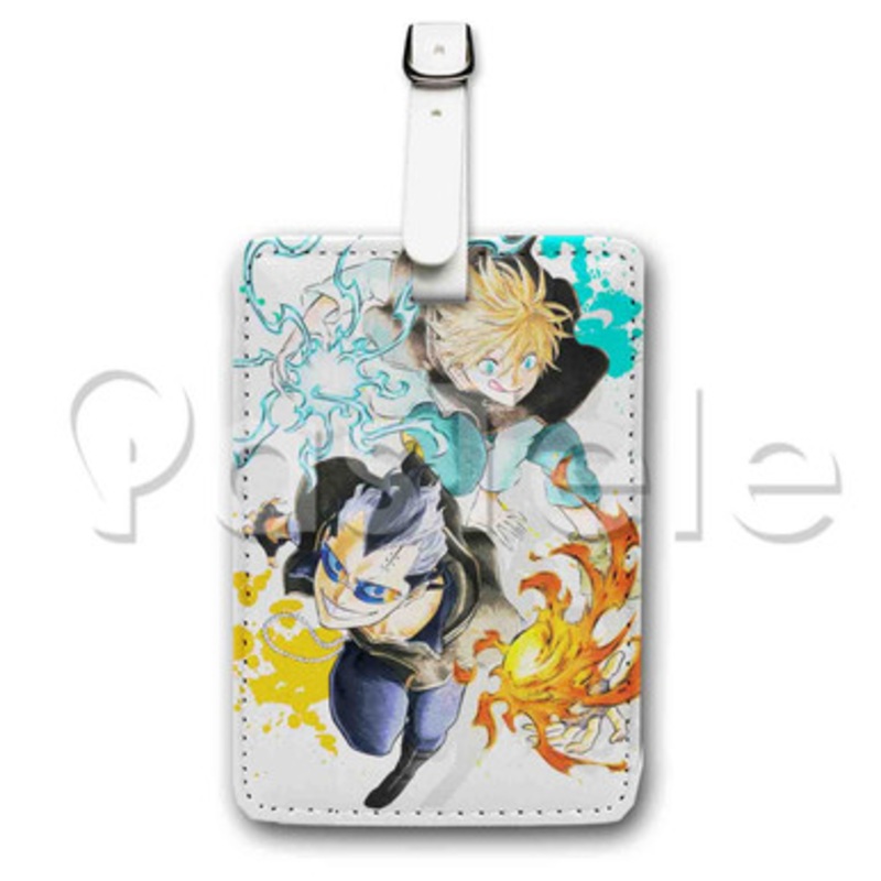 Black Clover Custom Luggage Tags PU Leather Travel Baggage Name ID Labels