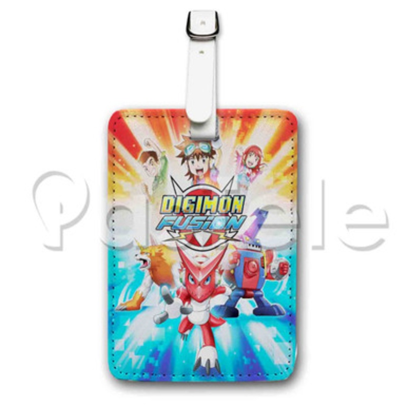Digimon Fusion Custom Luggage Tags PU Leather Travel Baggage Name ID Labels