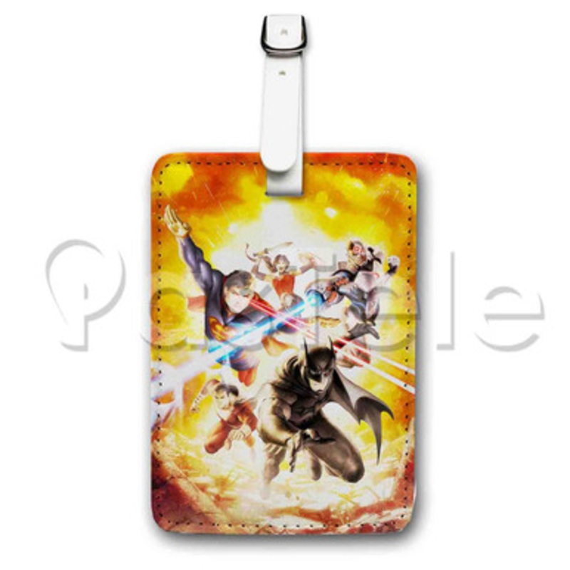Justice League War Custom Luggage Tags PU Leather Travel Baggage Name ID Labels
