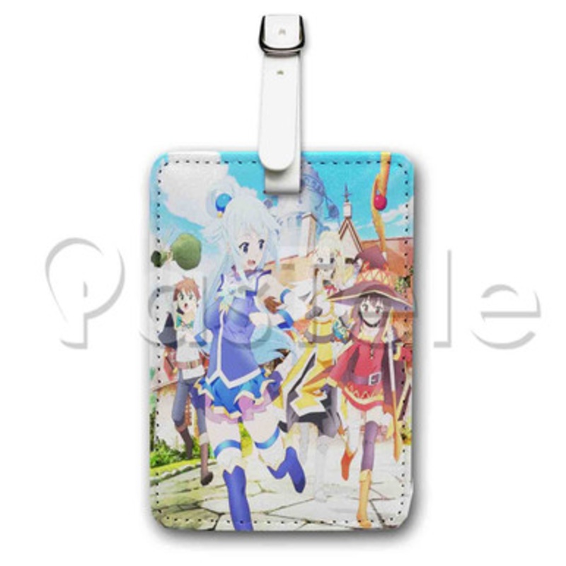 Kono Suba Custom Luggage Tags PU Leather Travel Baggage Name ID Labels