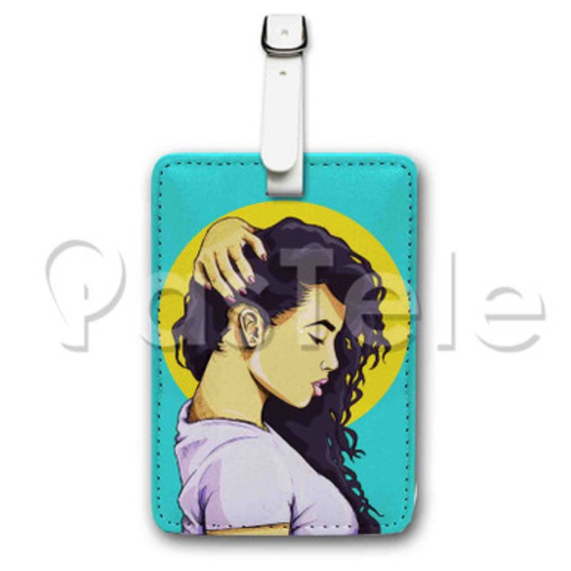 African American Girl Custom Luggage Tags PU Leather Travel Baggage Name ID Labels