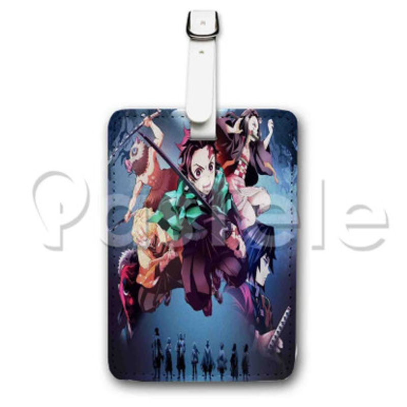 Anime Demon Slayer Custom Luggage Tags PU Leather Travel Baggage Name ID Labels