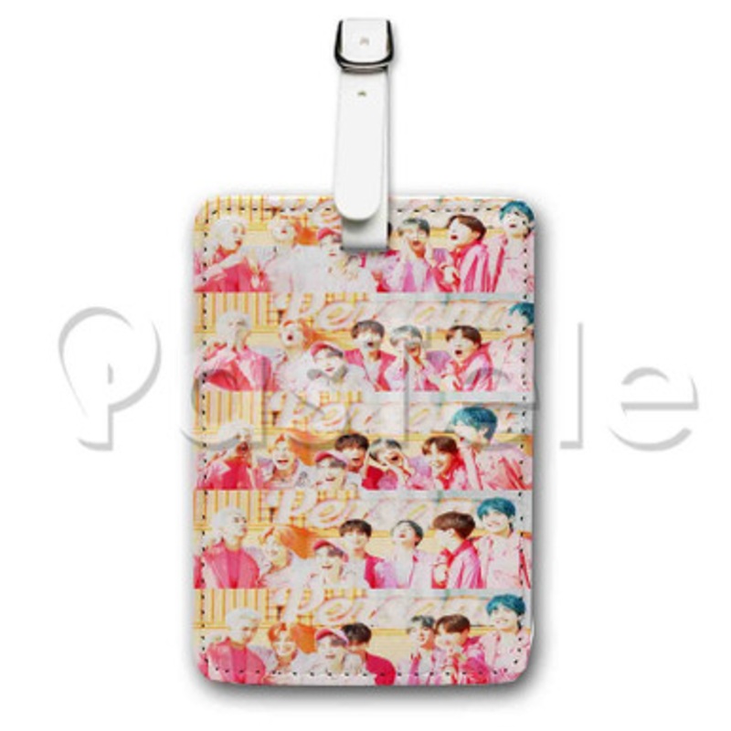 BTS Boy With Luv Custom Luggage Tags PU Leather Travel Baggage Name ID Labels