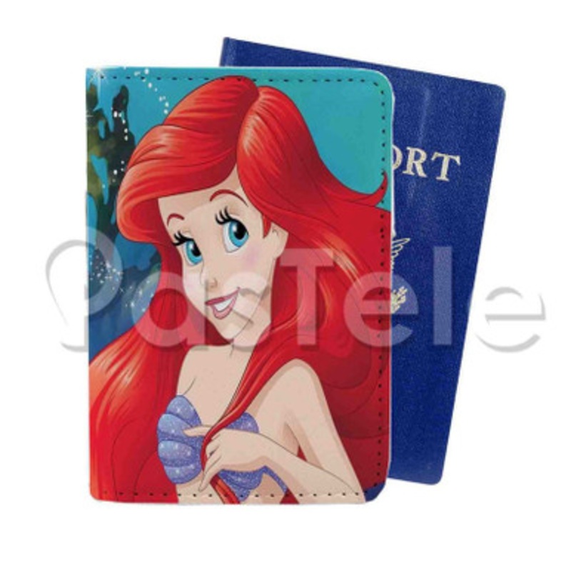 little mermaid 2 Custom Personalized PU Leather Passport Travel Baggage Cover