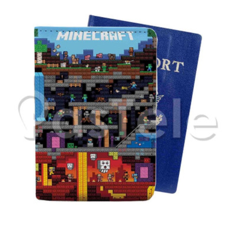 Minecraft Custom Personalized PU Leather Passport Travel Baggage Cover