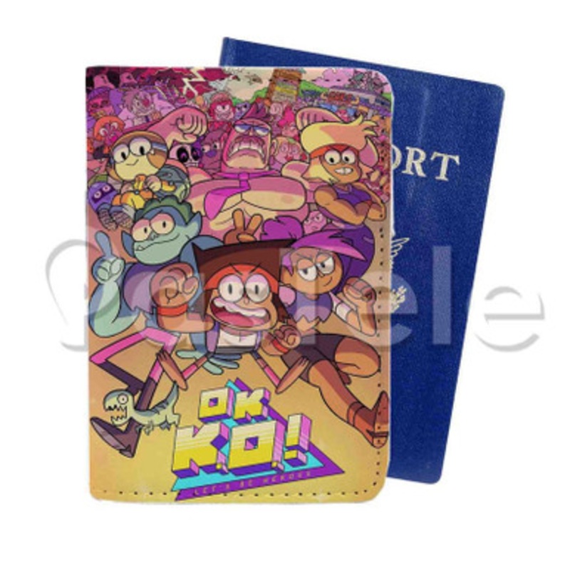OK KO Let s Be Heroes Custom Personalized PU Leather Passport Travel Baggage Cover