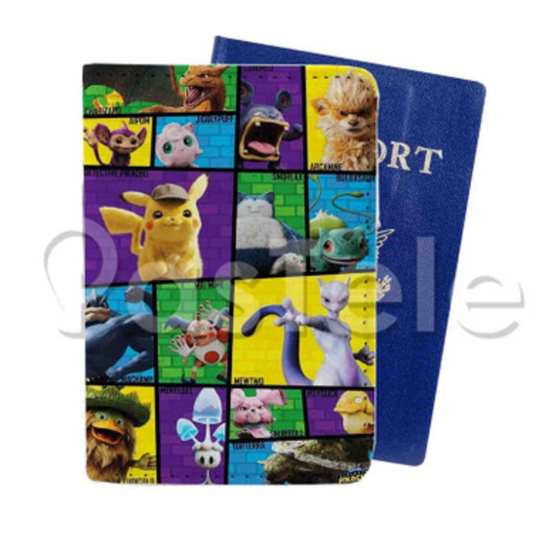 Pok mon Detective Pikachu Custom Personalized PU Leather Passport Travel Baggage Cover