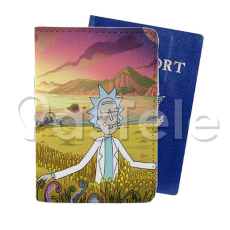 Rick and Morty Cartoon Custom Personalized PU Leather Passport Travel Baggage Cover