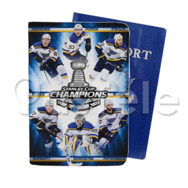 Saint Louis Blues NHL Finals Champions Custom Personalized PU Leather Passport Travel Baggage Cover