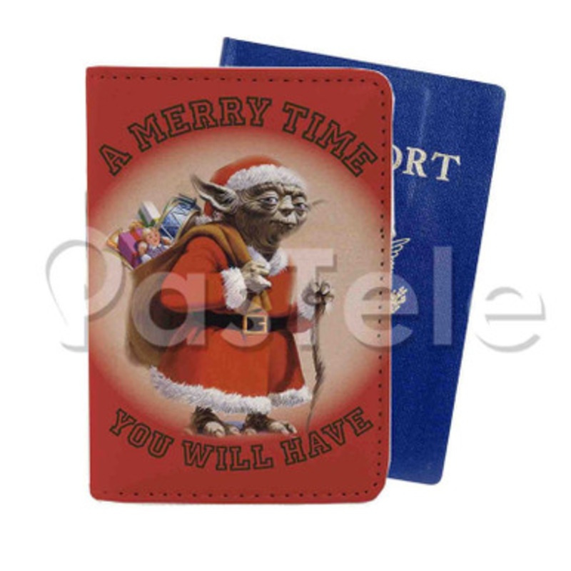 Star Wars Saga Yoda Merry Time Custom Personalized PU Leather Passport Travel Baggage Cover