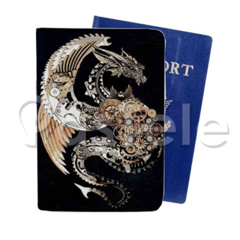 Steampunk Dragon Custom Personalized PU Leather Passport Travel Baggage Cover