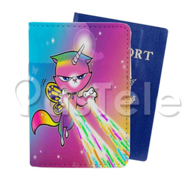 kitty unicorn Custom Personalized PU Leather Passport Travel Baggage Cover