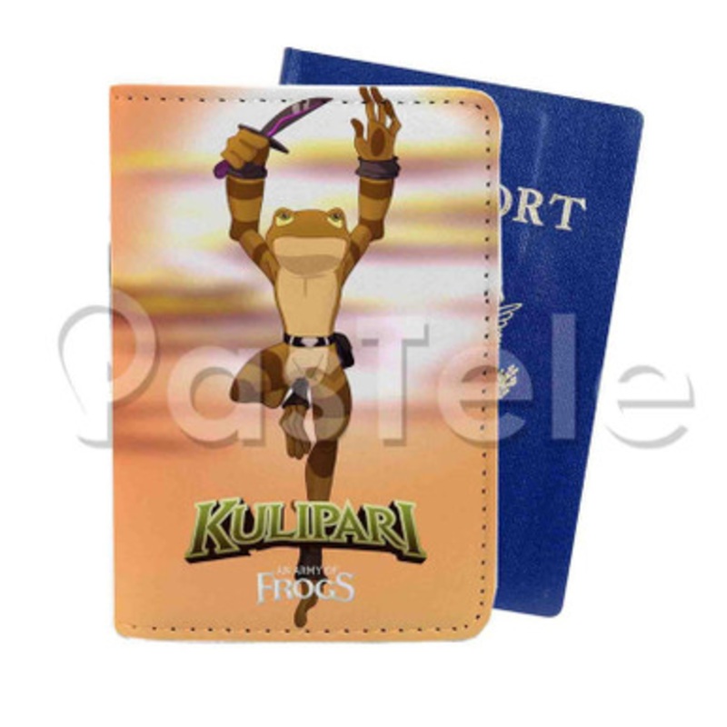 Kulipari An Army of Frogs Custom Personalized PU Leather Passport Travel Baggage Cover