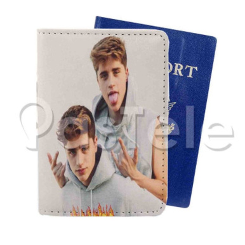 martinez twins 2 Custom Personalized PU Leather Passport Travel Baggage Cover
