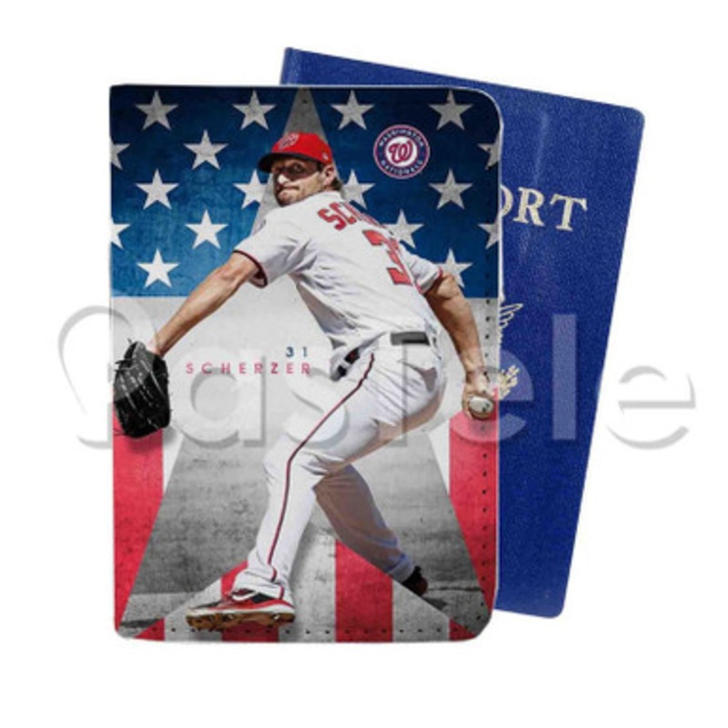 Max Scherzer MLB Washington Nationals Custom Personalized PU Leather Passport Travel Baggage Cover