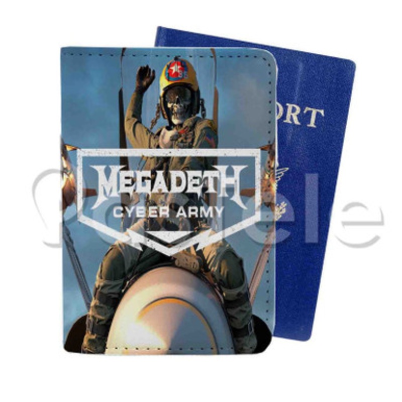 megadeth cyber army Custom Personalized PU Leather Passport Travel Baggage Cover