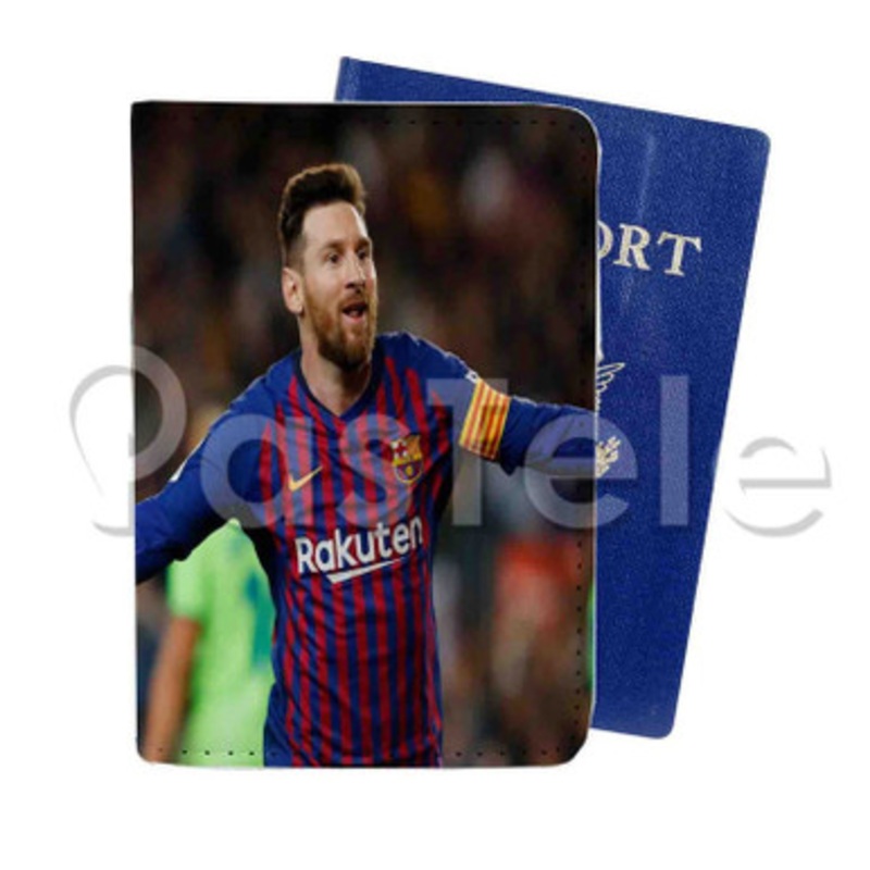 messi Custom Personalized PU Leather Passport Travel Baggage Cover