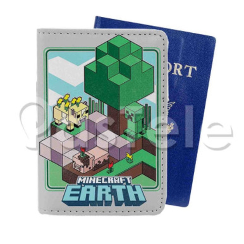 Minecraft Earth Custom Personalized PU Leather Passport Travel Baggage Cover