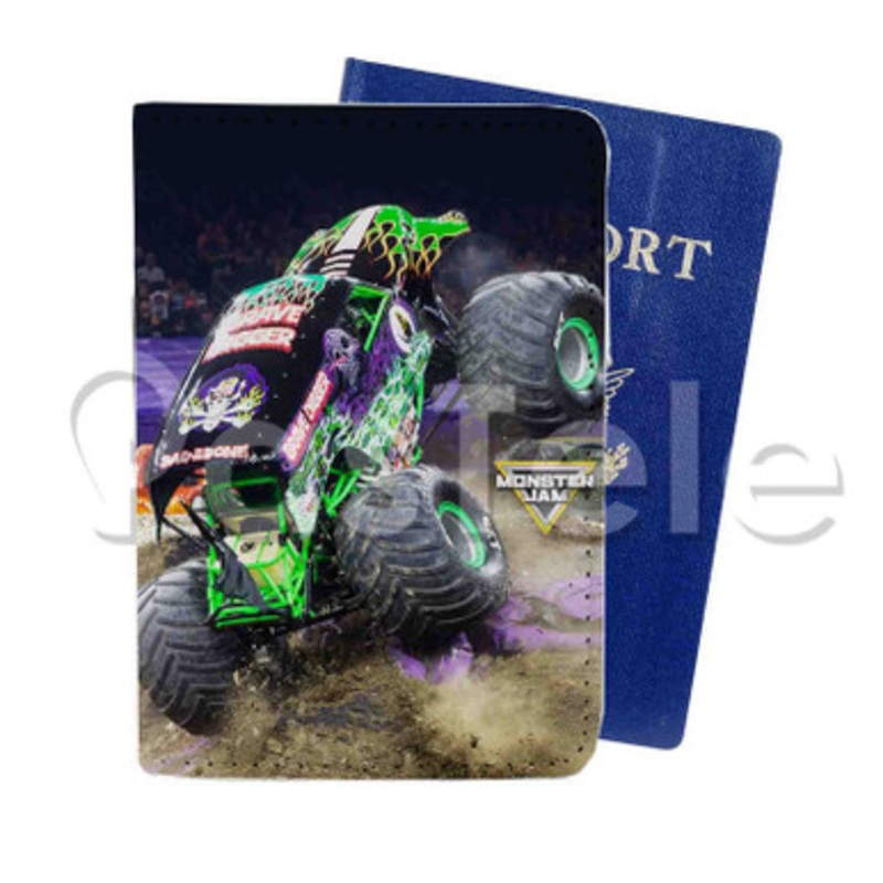 Monster Jam Grave Digger Custom Personalized PU Leather Passport Travel Baggage Cover