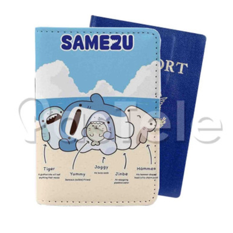 Samezu Shark Custom Personalized PU Leather Passport Travel Baggage Cover
