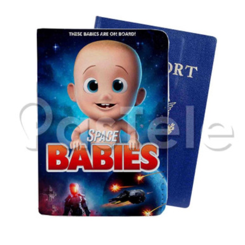 Space Babies Custom Personalized PU Leather Passport Travel Baggage Cover