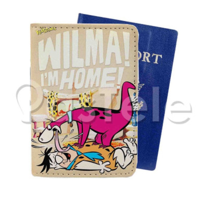 The Flintstones Home Custom Personalized PU Leather Passport Travel Baggage Cover